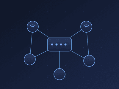 Illustration of a central switch connected to five network nodes